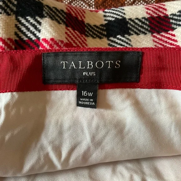 Talbots Red, Black & Cream Plaid Pencil Skirt - Picture 5 of 8